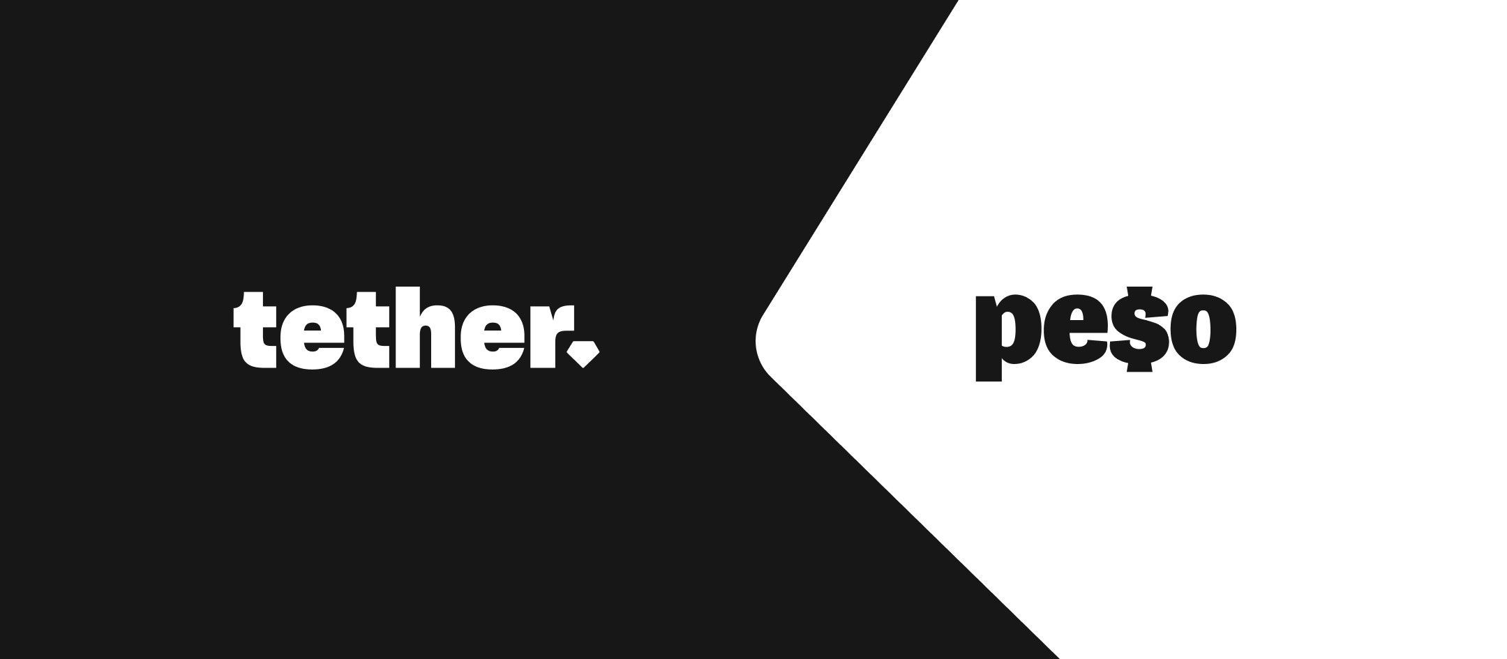 Logos de Tether y de Peso, la fintech boliviana, sobre fondo negro y blanco