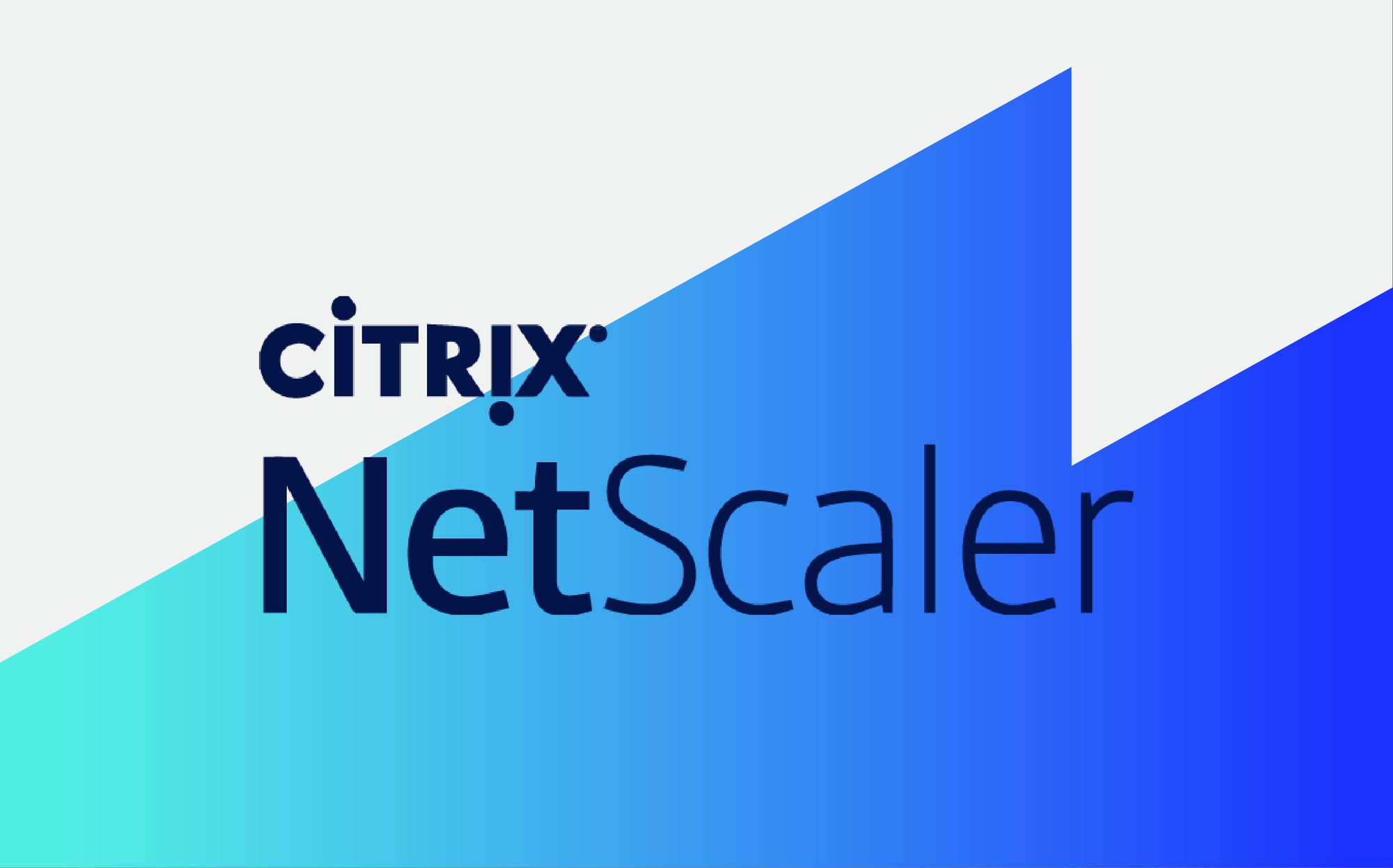Logo de Citrix NetScaler sobre un fondo de franjas en degradé celeste y azul